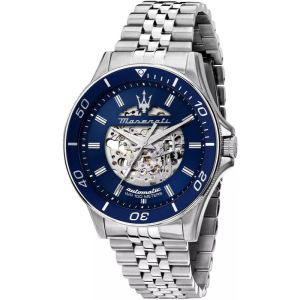 Maserati Men’s Automatic Silver Stainless Steel Blue Skeleton Dial 44mm Watch R8823140011