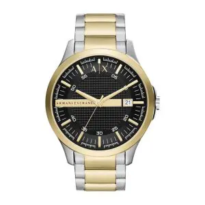 Armani Exchange Men’s Quartz Two Tone Stainless Steel Black Dial 46mm Watch AX2453