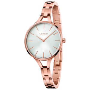 Calvin Klein Women's Swiss Made Quartz Rose Gold Stainless Steel Silver Dial 36mm K7E23646