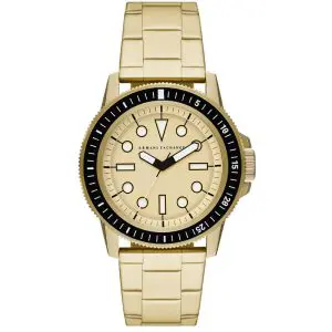 Armani Exchange Men’s Quartz Gold Stainless Steel Gold Dial 44mm Watch AX1854