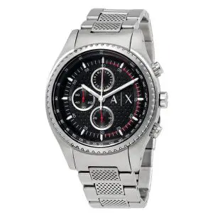 Armani Exchange Men’s Quartz Silver Stainless Steel Black Dial 45mm Watch AX1612