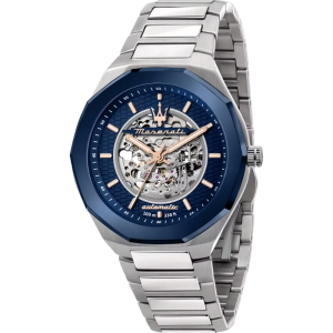Maserati Men’s Automatic Silver Stainless Steel Blue Skeleton Dial 45mm Watch R8823142004