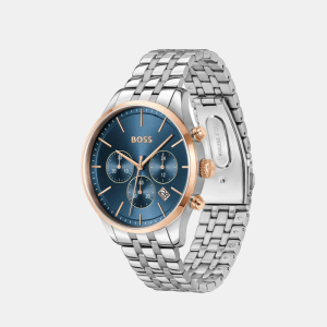 Alternative view of Hugo Boss Men’s Chronograph Quartz Silver Stainless Steel Blue Dial 42mm Watch 1514158