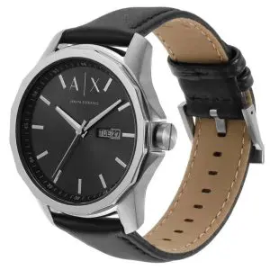 Alternative view of Armani Exchange Men’s Quartz Black Leather Strap Black Dial 44mm Watch AX1735