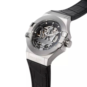 Alternative view of Maserati Men’s Automatic Black Leather Strap Black Skeleton Dial 42mm Watch R8821108038