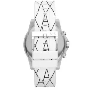 Armani Exchange Men’s Quartz White Silicone Strap White Dial 44mm Watch AX1340 - Image 3
