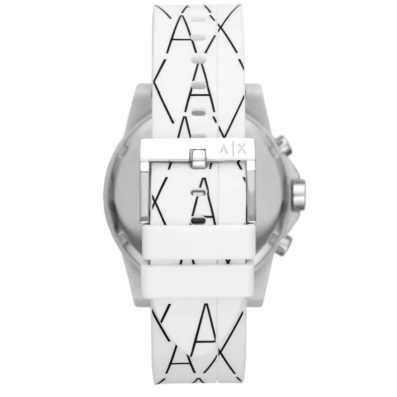 Armani Exchange Men’s Quartz White Silicone Strap White Dial 44mm Watch AX1340 - Image 3