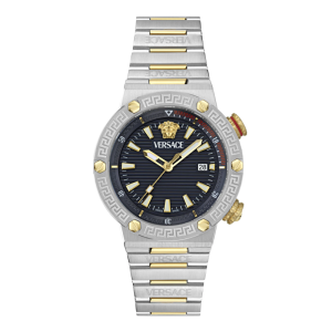 Versace Men’s Quartz Swiss Made Two-tone Stainless Steel Black Dial 43mm Watch VE8G00424