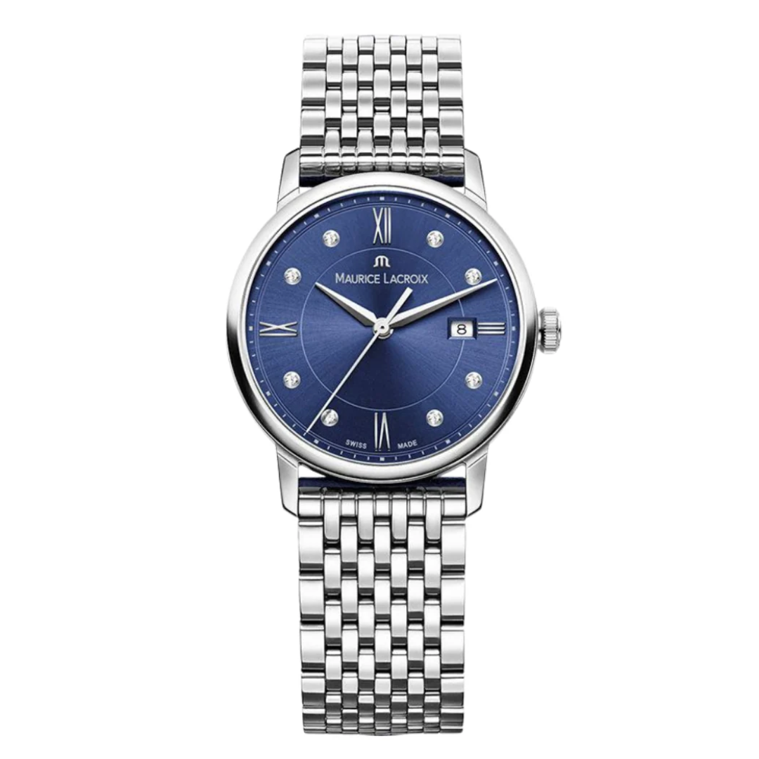 Maurice Lacroix Men’s Quartz Swiss Made Silver Stainless Steel Blue Dial 30mm Watch EL1094-SS002-450-1
