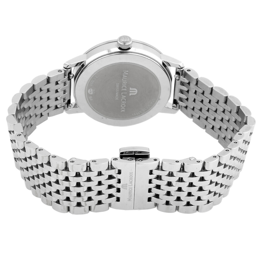 Maurice Lacroix Men’s Quartz Swiss Made Silver Stainless Steel Blue Dial 30mm Watch EL1094-SS002-450-1 - Image 3