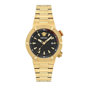 Versace Men’s Quartz Swiss Made Gold Stainless Steel Black Dial 43mm Watch VE8G00624