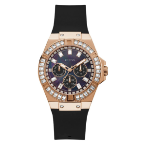 Guess Women’s Quartz Black Silicone Strap Black Mother Of Pearl Dial 39mm Watch GW0118L2