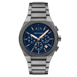 Armani Exchange Men’s Quartz Gray Stainless Steel Blue Dial 42mm Watch AX4182