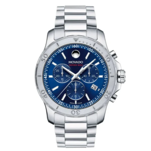 Movado Men’s Swiss Made Quartz Silver Stainless Steel Blue Dial 42mm Watch 2600151