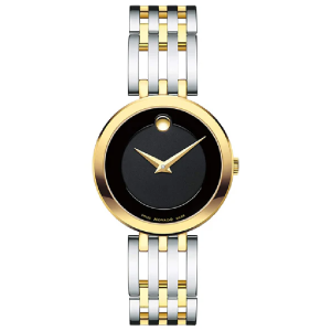 Movado Women’s Quartz Swiss Made Two-tone Stainless Steel Black Dial 28mm Watch 607053