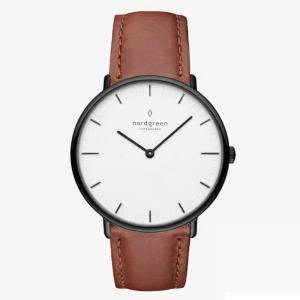 Nordgreen Unisex Quartz Brown Leather Strap White Dial 40mm Watch NR40GMLEBRXX (Shelf Leftover)
