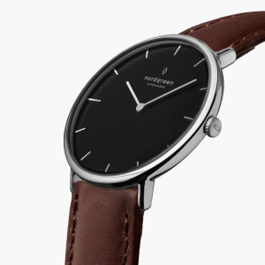 Alternative view of Nordgreen Unisex Quartz Brown Leather Strap Black Dial 36mm Watch NR36GMLEDBBL (Shelf Leftover)