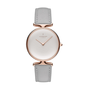 Nordgreen Women’s Quartz Grey Leather Strap White Dial 28mm Watch UN28RGLEGRXX (Shelf Leftover)