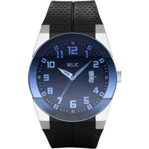 Relic By Fossil Men’s Quartz Black Silicone Strap Blue Dial 43mm Watch ZR11861 (Shelf Leftover)
