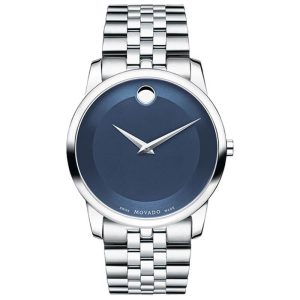 Movado Men’s Swiss Made Quartz Stainless Steel Blue Dial 40mm Watch 0606982