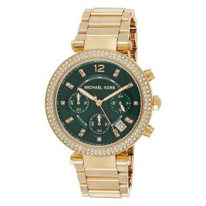 Michael Kors Women’s Quartz Chronograph Stainless Steel Green Dial 38mm Watch MK6263