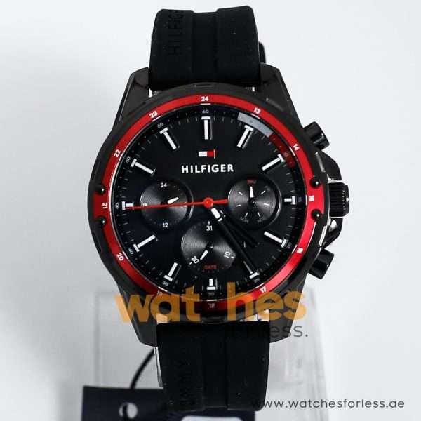 Tommy Hilfiger Men’s Quartz Silicone Strap Black Dial 45mm Watch 1791793 UAE DUBAI AJMAN SHARJAH ABU DHABI RAS AL KHAIMA UMM UL QUWAIN ALAIN FUJAIRAH