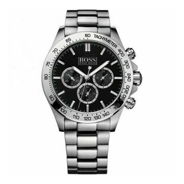 Hugo Boss Men’s Chronograph Quartz Stainless Steel Black Dial 46mm Watch 1512965 UAE DUBAI AJMAN SHARJAH ABU DHABI RAS AL KHAIMA UMM UL QUWAIN ALAIN FUJAIRAH