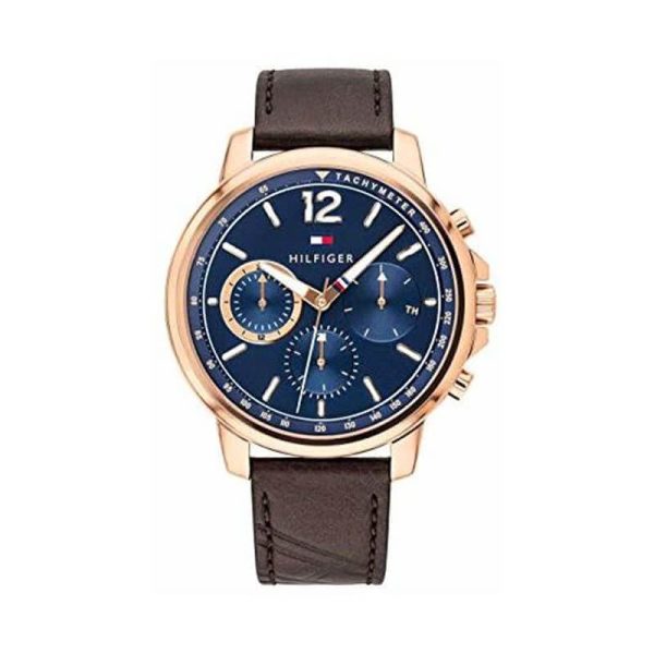 Tommy Hilfiger Men’s Quartz Brown Leather Strap Blue Dial 46mm Watch 1791532 UAE DUBAI AJMAN SHARJAH ABU DHABI RAS AL KHAIMA UMM UL QUWAIN ALAIN FUJAIRAH