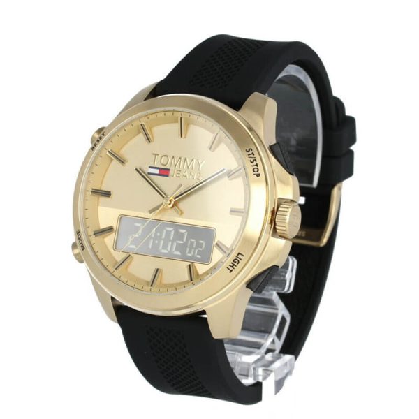 Tommy Hilfiger Men’s Analog Digital Silicone Strap Gold Dial 46mm Watch 1791762 UAE DUBAI AJMAN SHARJAH ABU DHABI RAS AL KHAIMA UMM UL QUWAIN ALAIN FUJAIRAH