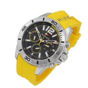 Tommy Hilfiger Men’s Quartz Yellow Silicone Strap Black Dial 46mm Watch 1791144 UAE DUBAI AJMAN SHARJAH ABU DHABI RAS AL KHAIMA UMM UL QUWAIN ALAIN FUJAIRAH