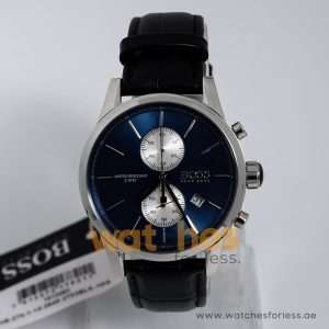 Hugo Boss Men’s Chronograph Leather Strap Blue Dial 41mm Watch 1513283 UAE DUBAI AJMAN SHARJAH ABU DHABI RAS AL KHAIMA UMM UL QUWAIN ALAIN FUJAIRAH