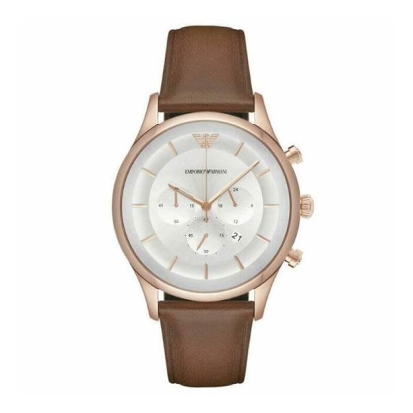 Emporio Armani Men’s Quartz Leather Strap Silver Dial 43mm Watch AR11043 UAE DUBAI AJMAN SHARJAH ABU DHABI RAS AL KHAIMA UMM UL QUWAIN ALAIN FUJAIRAH