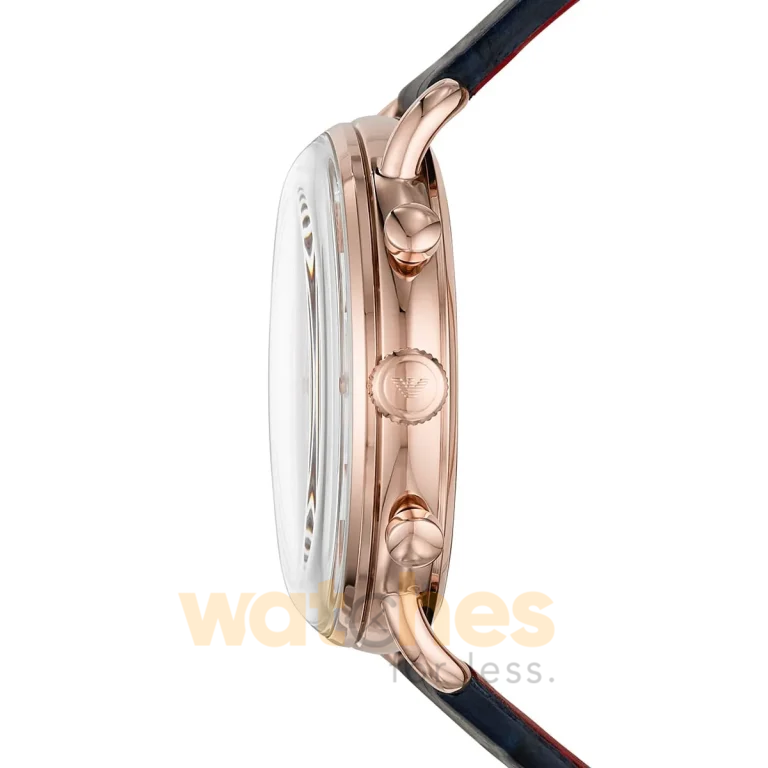 Emporio Armani Men’s Quartz Blue Leather Strap Silver Dial 48mm Watch AR11123 - Image 2