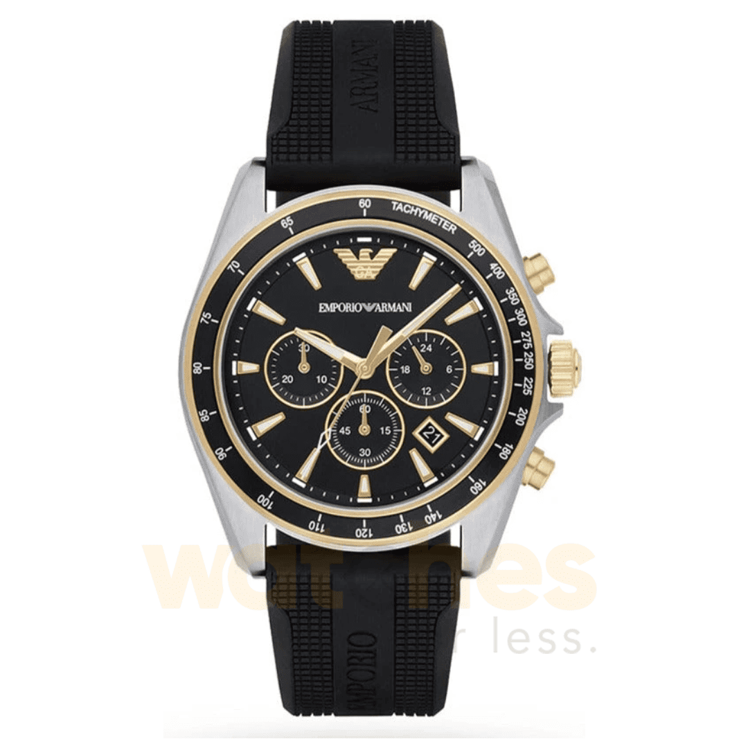 Emporio Armani Men’s Quartz Chronograph Black Silicone Strap Black Dial 44mm Watch AR80003 UAE DUBAI AJMAN SHARJAH ABU DHABI RAS AL KHAIMA UMM UL QUWAIN ALAIN FUJAIRAH