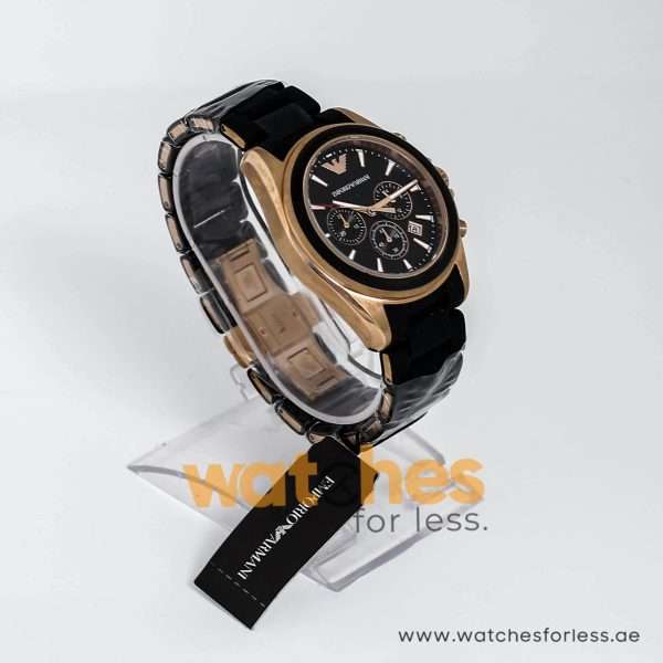 Emporio armani black gold watch hotsell