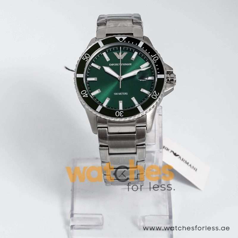 Emporio Armani Men’s Quartz Stainless Steel Green Dial 42mm Watch ...