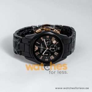 Men's black rose gold ceramic discount chronograph emporio armani watch ar1410