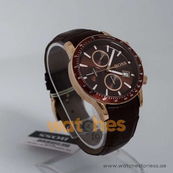Hugo BOSS Men’s Chronograph Quartz Leather Strap Brown Dial 44mm Watch 1513392 UAE DUBAI AJMAN SHARJAH ABU DHABI RAS AL KHAIMA UMM UL QUWAIN ALAIN FUJAIRAH