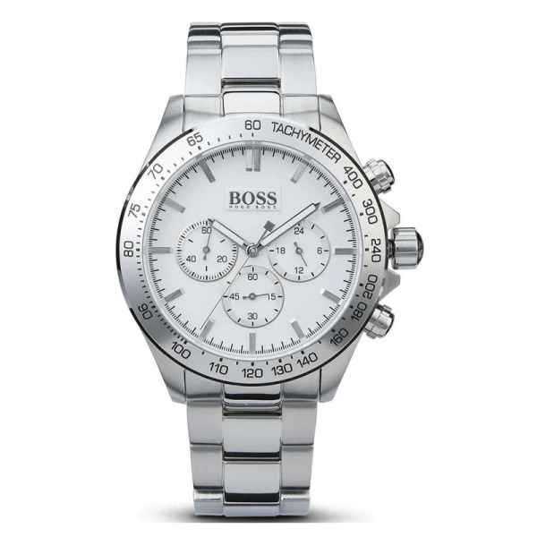 Hugo Boss Men’s Chronograph Quartz Stainless Steel Silver Dial 44mm Watch 1512962 UAE DUBAI AJMAN SHARJAH ABU DHABI RAS AL KHAIMA UMM UL QUWAIN ALAIN FUJAIRAH