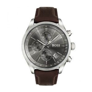 Hugo Boss Men’s Chronograph Quartz Leather Strap Grey Dial 44mm Watch 1513476 UAE DUBAI AJMAN SHARJAH ABU DHABI RAS AL KHAIMA UMM UL QUWAIN ALAIN FUJAIRAH
