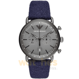 Emporio Armani Men’s Quartz Fabric Strap Grey Dial 42mm Watch AR11144 UAE DUBAI AJMAN SHARJAH ABU DHABI RAS AL KHAIMA UMM UL QUWAIN ALAIN FUJAIRAH