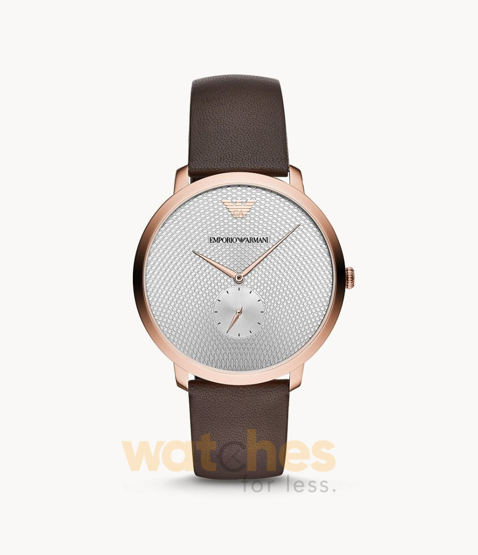 Emporio Armani Men’s Quartz Leather Strap Silver Dial 42mm Watch AR11163