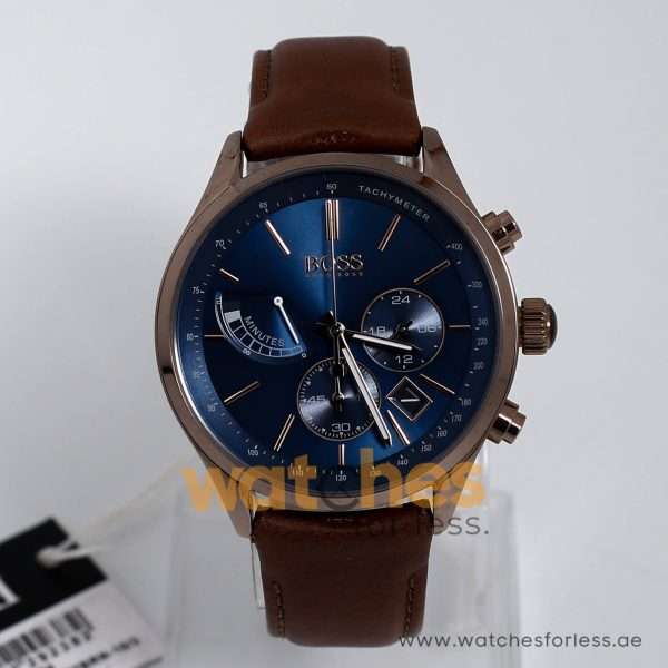 Hugo Boss Men’s Chronograph Leather Strap Blue Dial 44mm Watch 1513604 UAE DUBAI AJMAN SHARJAH ABU DHABI RAS AL KHAIMA UMM UL QUWAIN ALAIN FUJAIRAH