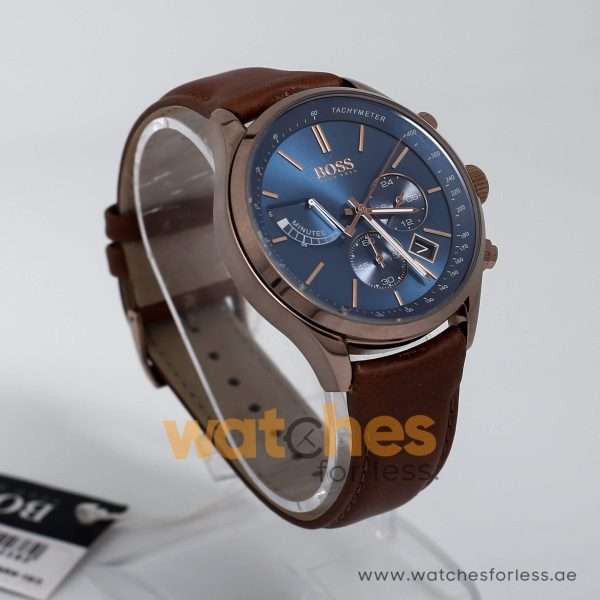 Hugo Boss Men’s Chronograph Leather Strap Blue Dial 44mm Watch 1513604 UAE DUBAI AJMAN SHARJAH ABU DHABI RAS AL KHAIMA UMM UL QUWAIN ALAIN FUJAIRAH