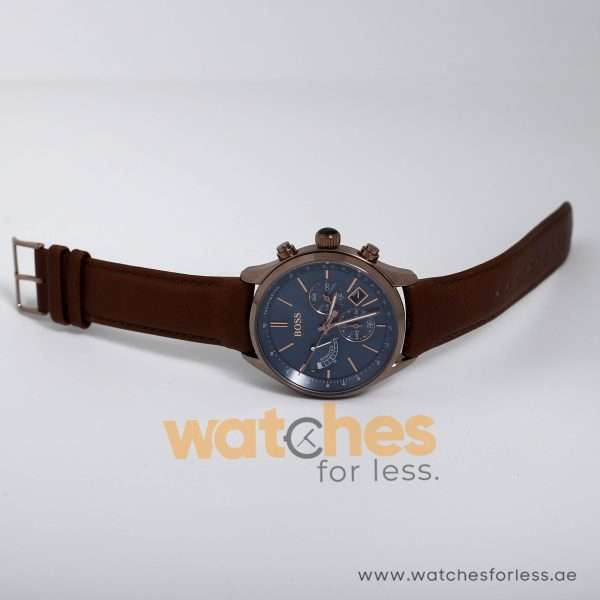 Hugo Boss Men’s Chronograph Leather Strap Blue Dial 44mm Watch 1513604 UAE DUBAI AJMAN SHARJAH ABU DHABI RAS AL KHAIMA UMM UL QUWAIN ALAIN FUJAIRAH