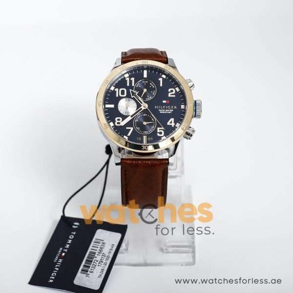 Tommy Hilfiger Men’s Quartz Brown Leather Strap Blue Dial 46mm Watch 1791137 UAE DUBAI AJMAN SHARJAH ABU DHABI RAS AL KHAIMA UMM UL QUWAIN ALAIN FUJAIRAH