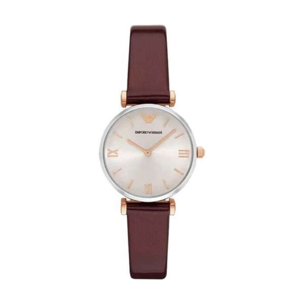 Emporio Armani Women’s Quartz Brown Leather Strap Silver Dial 32mm Watch AR11061 UAE DUBAI AJMAN SHARJAH ABU DHABI RAS AL KHAIMA UMM UL QUWAIN ALAIN FUJAIRAH