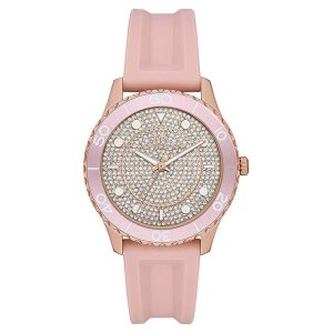 Michael Kors Women’s Quartz Pink Silicone Strap Rose Crystal Pave Dial 40mm Watch MK6854 UAE DUBAI AJMAN SHARJAH ABU DHABI RAS AL KHAIMA UMM UL QUWAIN ALAIN FUJAIRAH