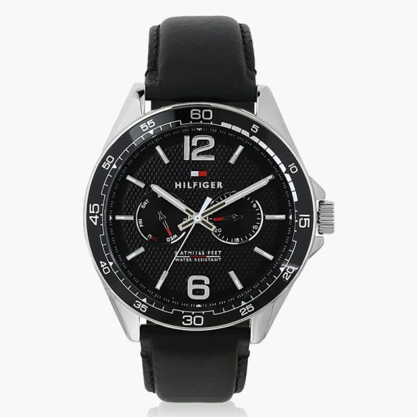 Tommy Hilfiger Men’s Quartz Leather Strap Black Dial 46mm Watch 1791369 UAE DUBAI AJMAN SHARJAH ABU DHABI RAS AL KHAIMA UMM UL QUWAIN ALAIN FUJAIRAH