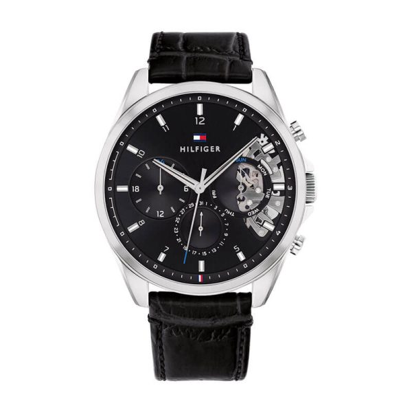 Tommy Hilfiger Men’s Quartz Leather Strap Black Dial 44mm Watch 1710449 UAE DUBAI AJMAN SHARJAH ABU DHABI RAS AL KHAIMA UMM UL QUWAIN ALAIN FUJAIRAH